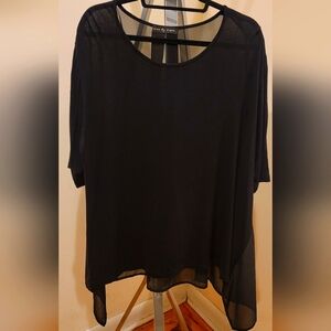 Black dressy blouse tunic top Size 1X